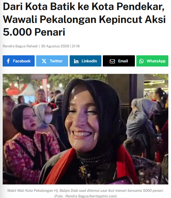 Dari Kota Batik ke Kota Pendekar, Wawali Pekalongan Kepincut Aksi 5.000 Penari
