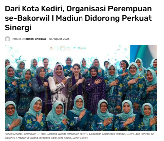 Dari Kota Kediri, Organisasi Perempuan se-Bakorwil I Madiun Didorong Perkuat Sinergi