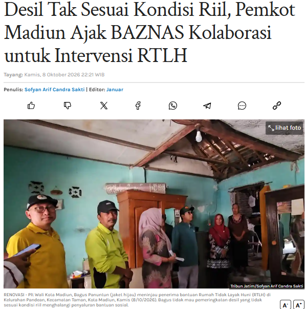 Desil Tak Sesuai Kondisi Riil, Pemkot Madiun Ajak BAZNAS Kolaborasi untuk Intervensi RTLH