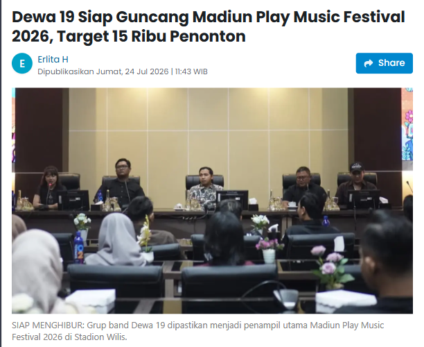 Dewa 19 Siap Guncang Madiun Play Music Festival 2026, Target 15 Ribu Penonton