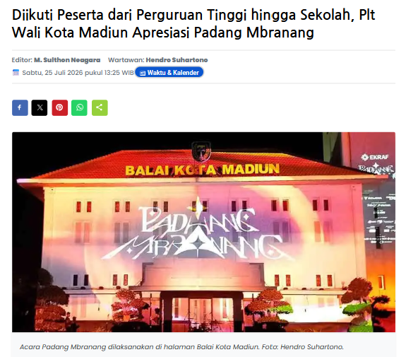 Diikuti Peserta dari Perguruan Tinggi hingga Sekolah, Plt Wali Kota Madiun Apresiasi Padang Mbranang