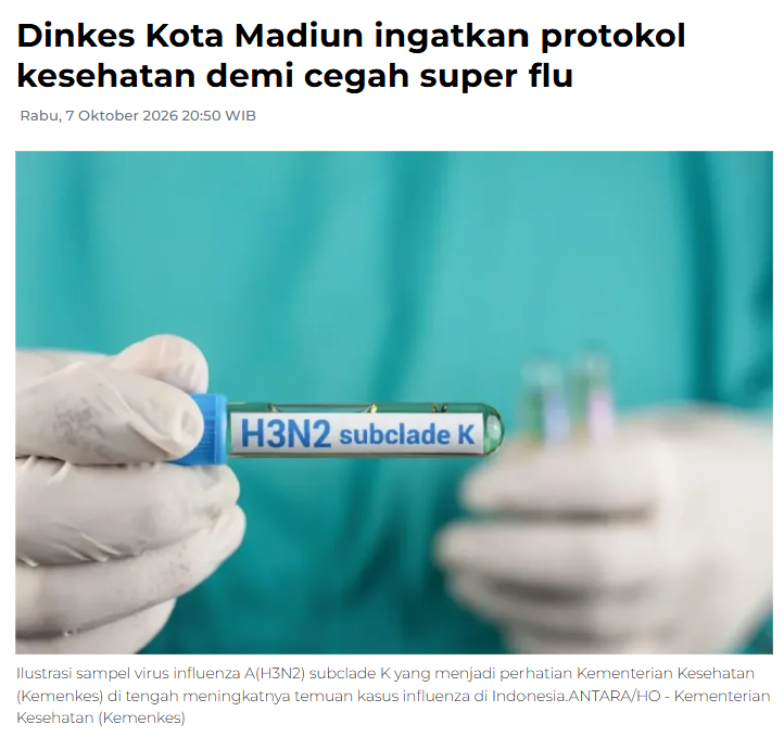 Dinkes Kota Madiun ingatkan protokol kesehatan demi cegah super flu