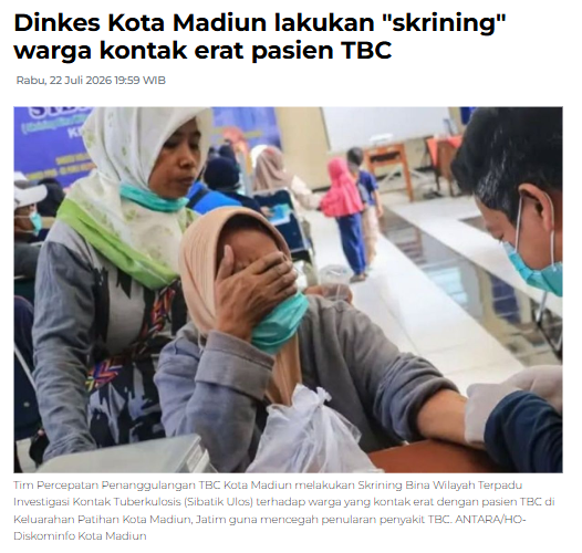 Dinkes Kota Madiun lakukan "skrining" warga kontak erat pasien TBC