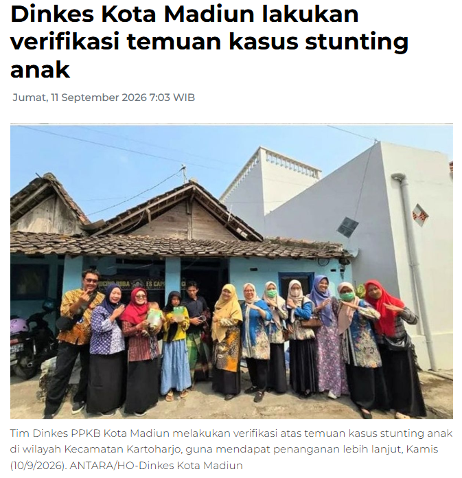 Dinkes Kota Madiun lakukan verifikasi temuan kasus stunting anak