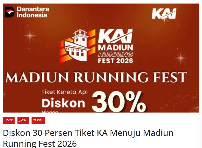 Diskon 30 Persen Tiket KA Menuju Madiun Running Fest 2026