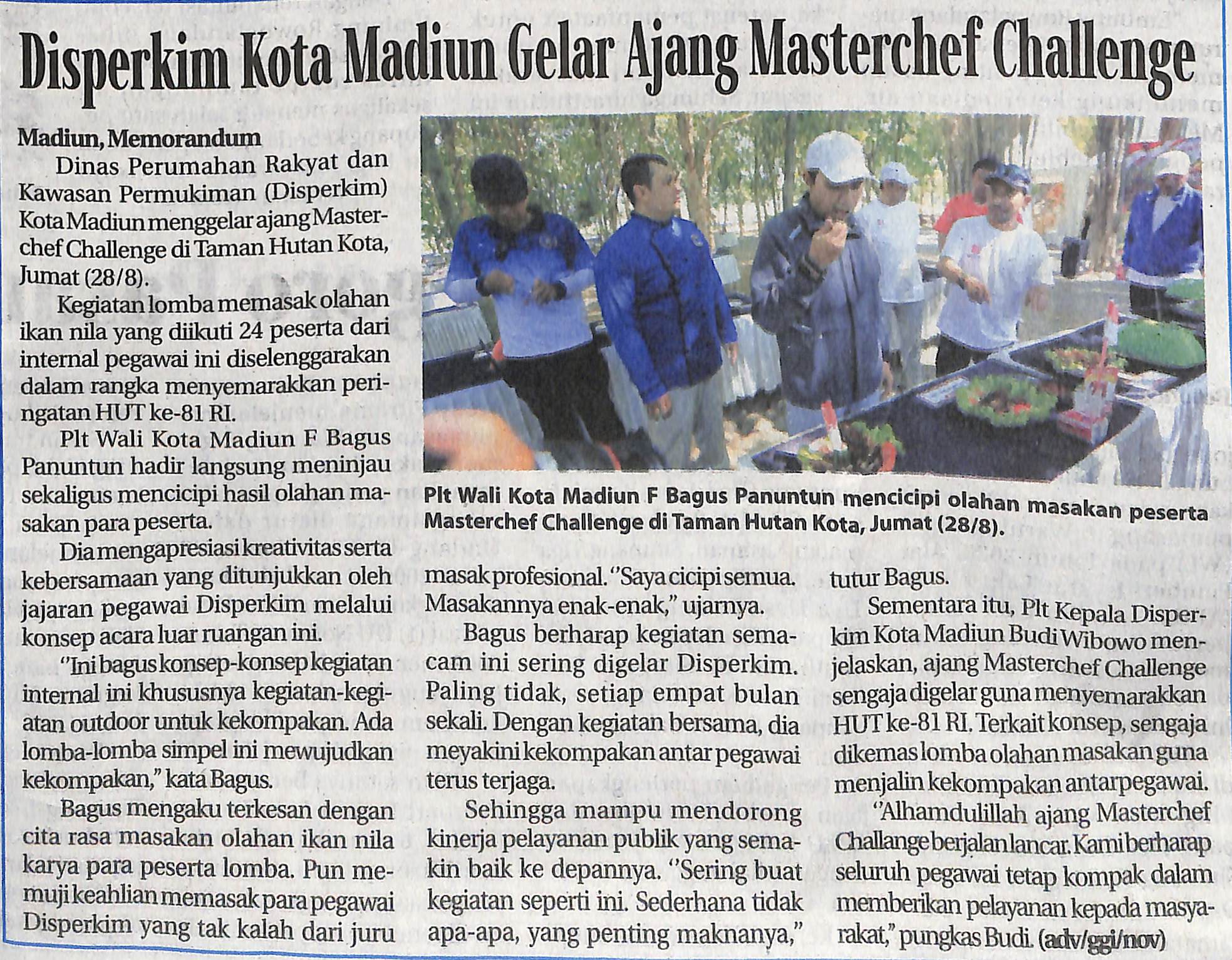 Disperkim Kota Madiun Gelar Ajang Masterchef Challenge