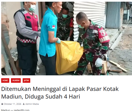 Ditemukan Meninggal di Lapak Pasar Kotak Madiun, Diduga Sudah 4 Hari
