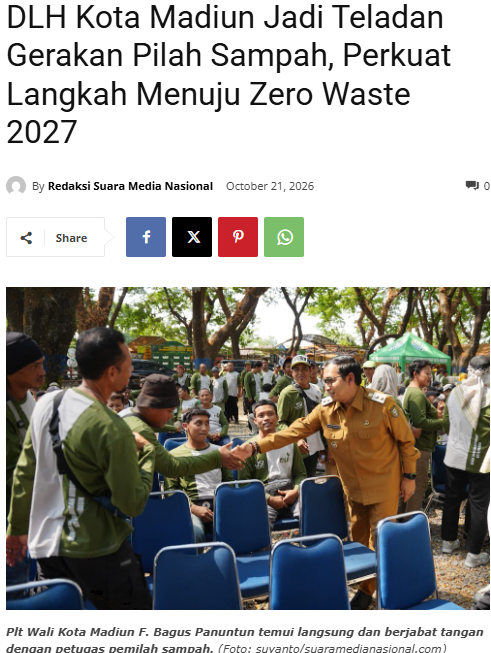 DLH Kota Madiun Jadi Teladan Gerakan Pilah Sampah, Perkuat Langkah Menuju Zero Waste 2027