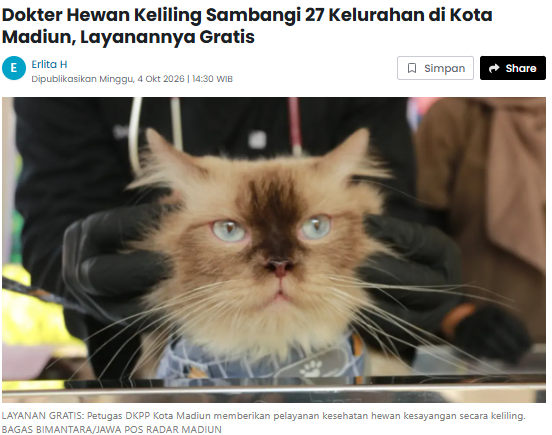 Dokter Hewan Keliling Sambangi 27 Kelurahan di Kota Madiun, Layanannya Gratis