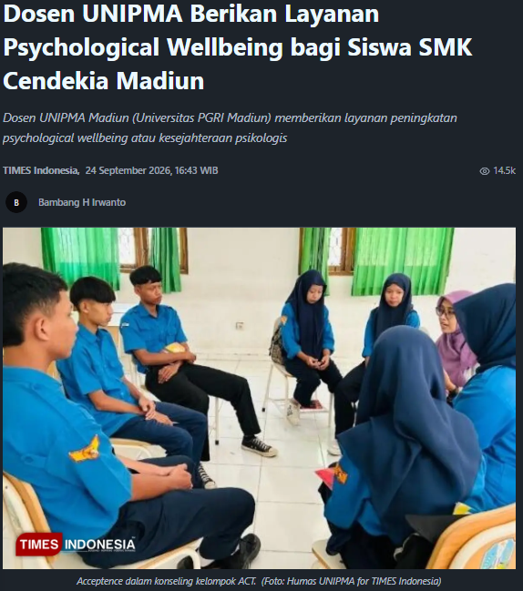 Dosen UNIPMA Berikan Layanan Psychological Wellbeing bagi Siswa SMK Cendekia Madiun
