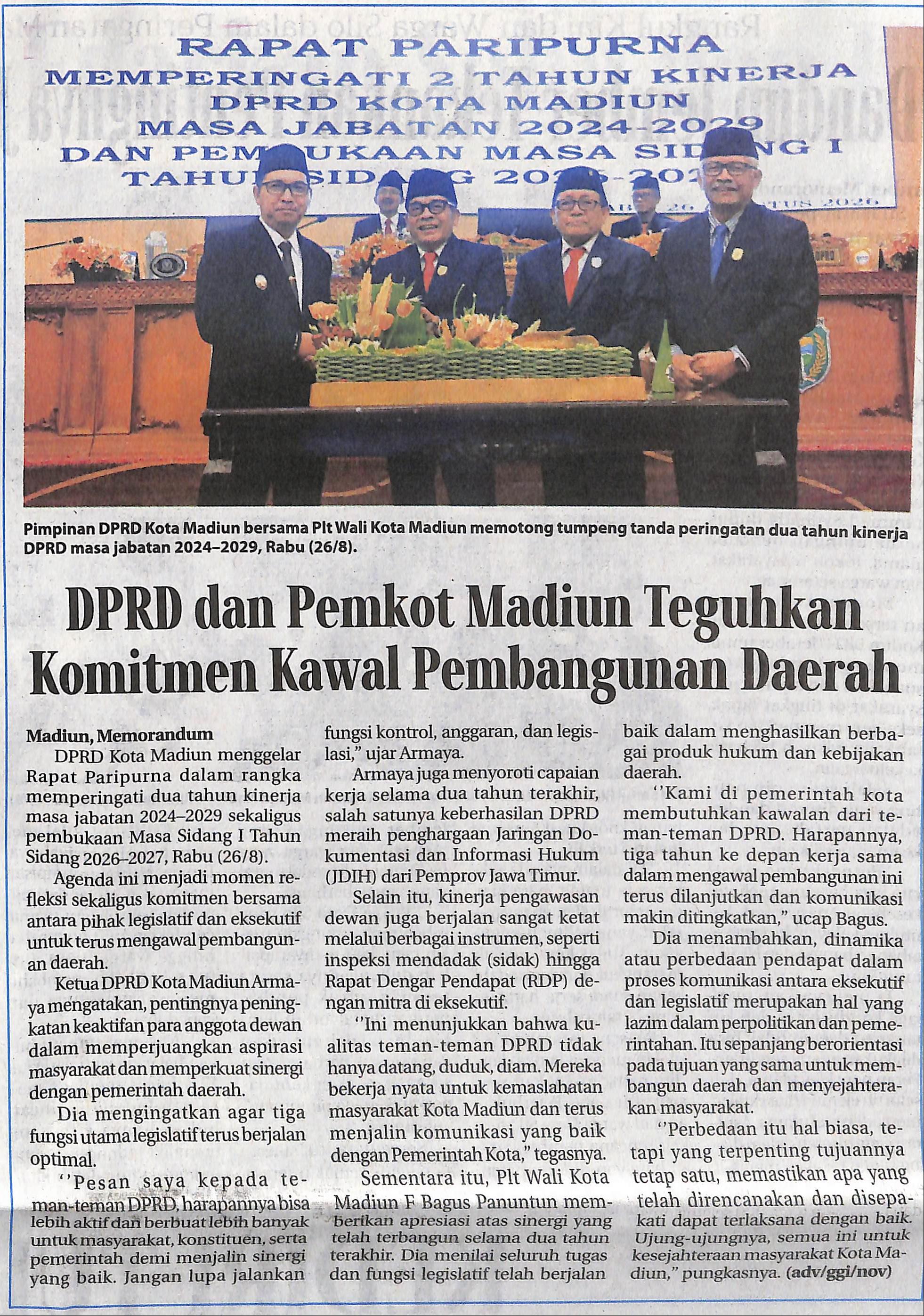 DPRD dan Pemkot Madiun Teguhkan Komitmen Kawal Pembangunan Daerah