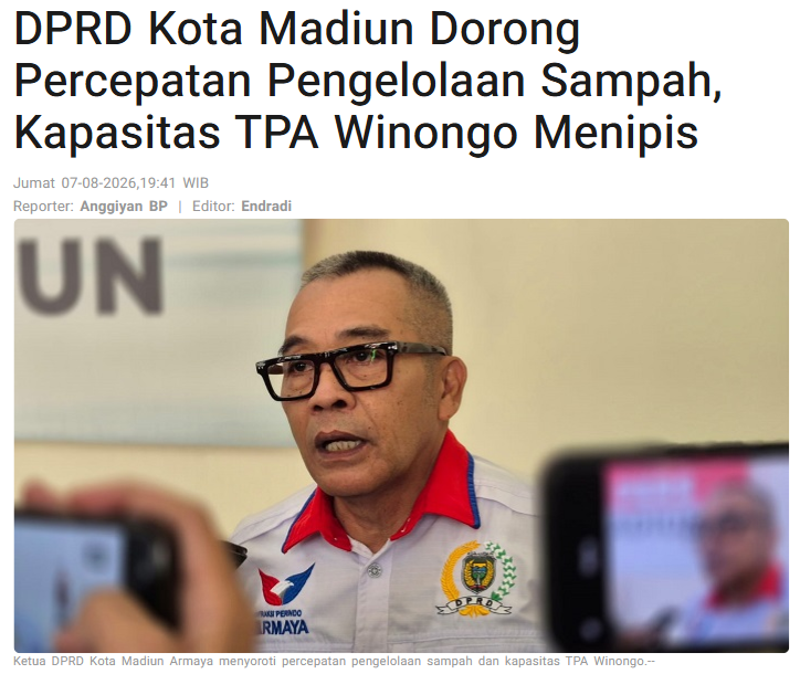 DPRD Kota Madiun Dorong Percepatan Pengelolaan Sampah, Kapasitas TPA Winongo Menipis
