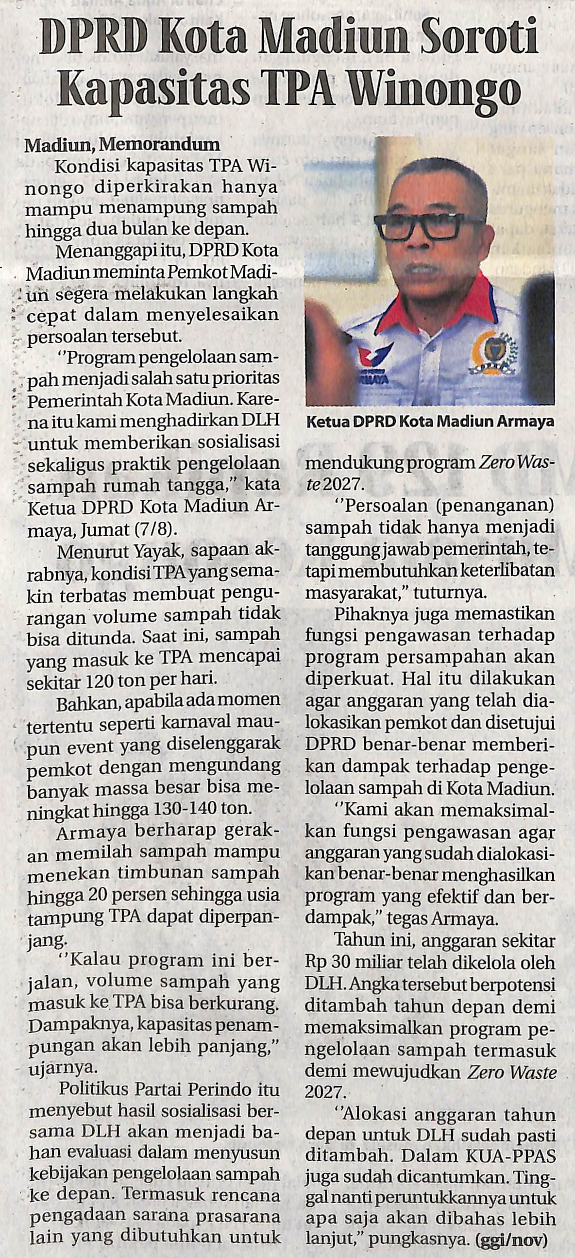 DPRD Kota Madiun Soroti Kapasitas TPA Winongo