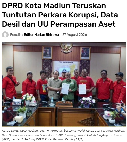 DPRD Kota Madiun Teruskan Tuntutan Perkara Korupsi, Data Desil dan UU Perampasan Aset