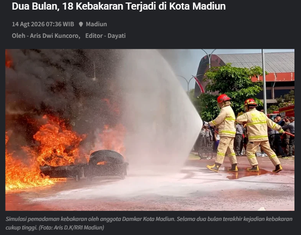Dua Bulan, 18 Kebakaran Terjadi di Kota Madiun