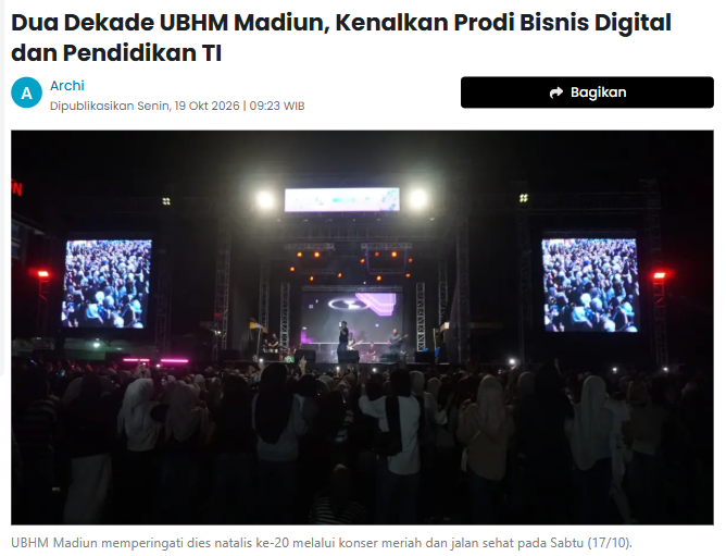 Dua Dekade UBHM Madiun, Kenalkan Prodi Bisnis Digital dan Pendidikan TI