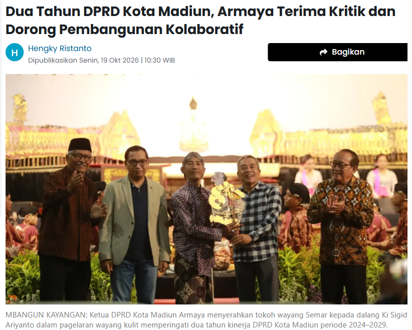 Dua Tahun DPRD Kota Madiun, Armaya Terima Kritik dan Dorong Pembangunan Kolaboratif
