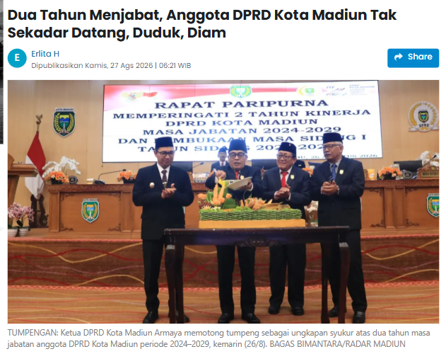 Dua Tahun Menjabat, Anggota DPRD Kota Madiun Tak Sekadar Datang, Duduk, Diam