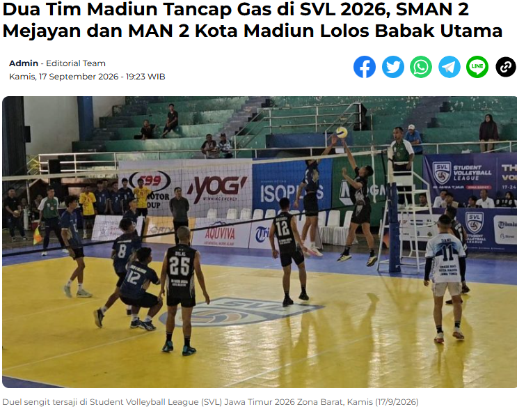 Dua Tim Madiun Tancap Gas di SVL 2026, SMAN 2 Mejayan dan MAN 2 Kota Madiun Lolos Babak Utama