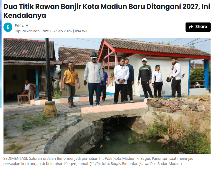 Dua Titik Rawan Banjir Kota Madiun Baru Ditangani 2027, Ini Kendalanya