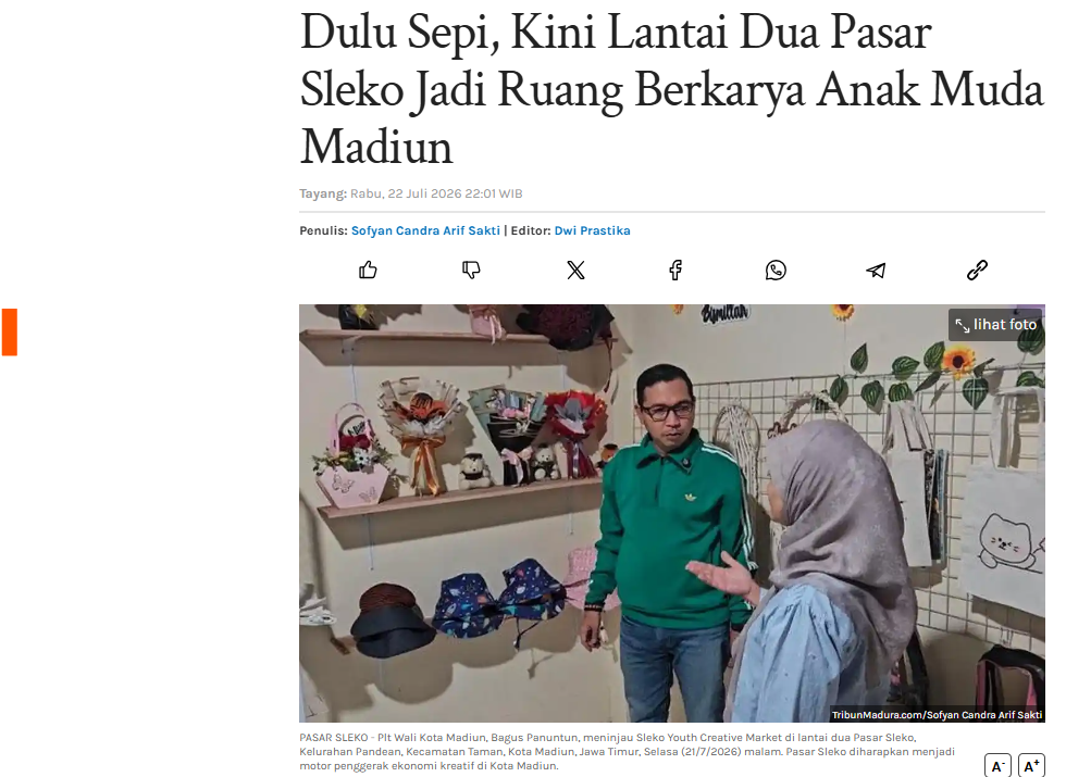 Dulu Sepi, Kini Lantai Dua Pasar Sleko Jadi Ruang Berkarya Anak Muda Madiun