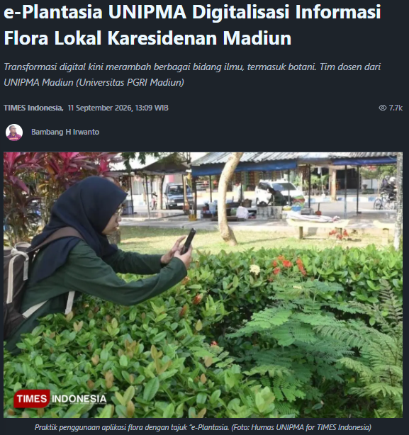 e-Plantasia UNIPMA Digitalisasi Informasi Flora Lokal Karesidenan Madiun