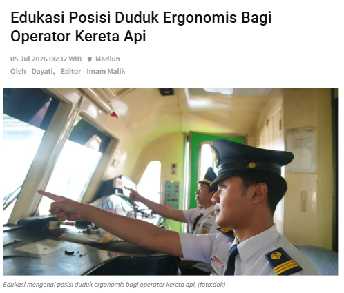 Edukasi Posisi Duduk Ergonomis Bagi Operator Kereta Api