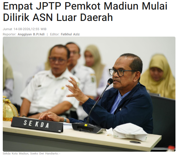 Empat JPTP Pemkot Madiun Mulai Dilirik ASN Luar Daerah