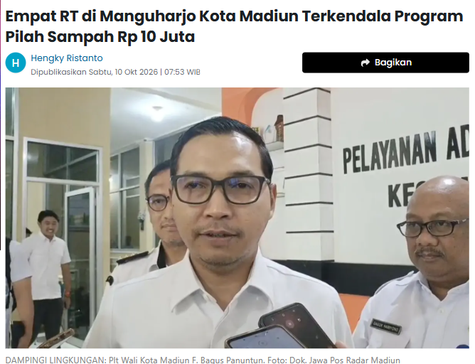 Empat RT di Manguharjo Kota Madiun Terkendala Program Pilah Sampah Rp 10 Juta