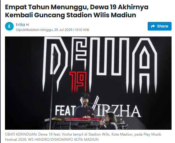 Empat Tahun Menunggu, Dewa 19 Akhirnya Kembali Guncang Stadion Wilis Madiun