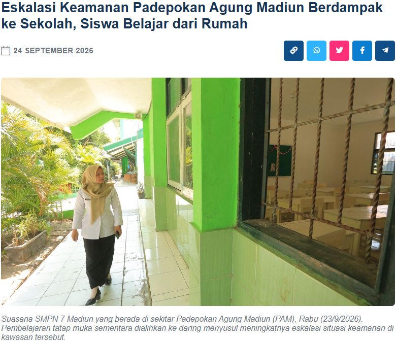 Eskalasi Keamanan Padepokan Agung Madiun Berdampak ke Sekolah, Siswa Belajar dari Rumah