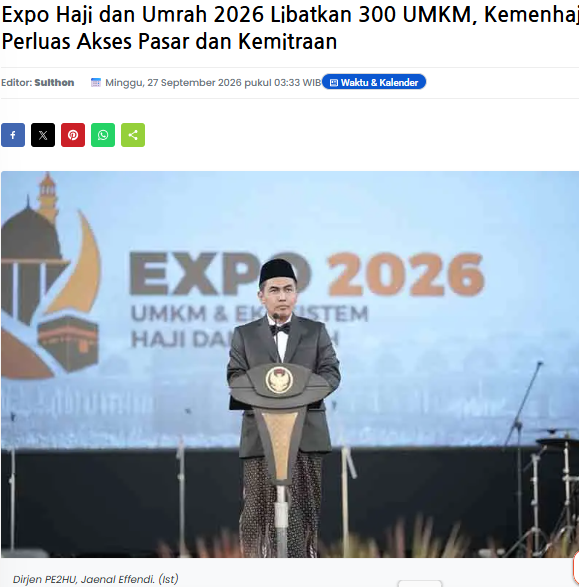 Expo Haji dan Umrah 2026 Libatkan 300 UMKM, Kemenhaj Perluas Akses Pasar dan Kemitraan