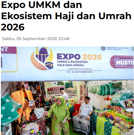 Expo UMKM dan Ekosistem Haji dan Umrah 2026