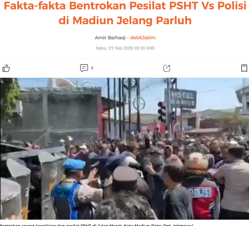 Fakta-fakta Bentrokan Pesilat PSHT Vs Polisi di Madiun Jelang Parluh