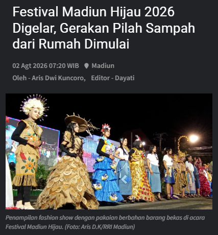 Festival Madiun Hijau 2026 Digelar, Gerakan Pilah Sampah dari Rumah Dimulai
