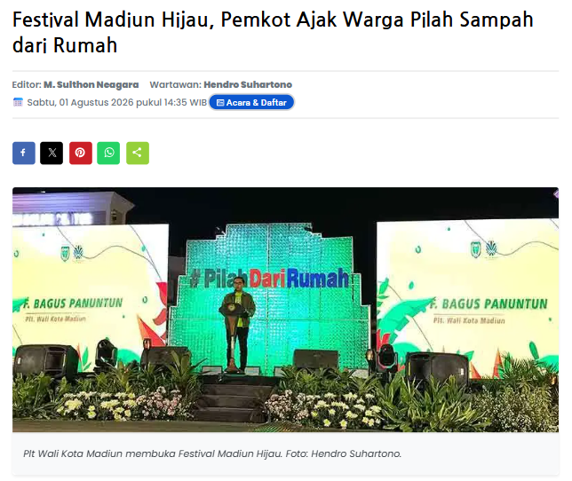 Festival Madiun Hijau, Pemkot Ajak Warga Pilah Sampah dari Rumah