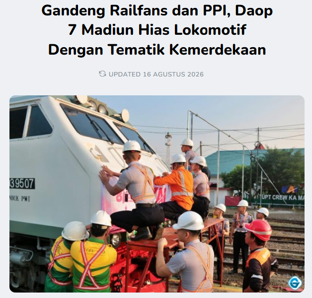 Gandeng Railfans dan PPI, Daop 7 Madiun Hias Lokomotif Dengan Tematik Kemerdekaan