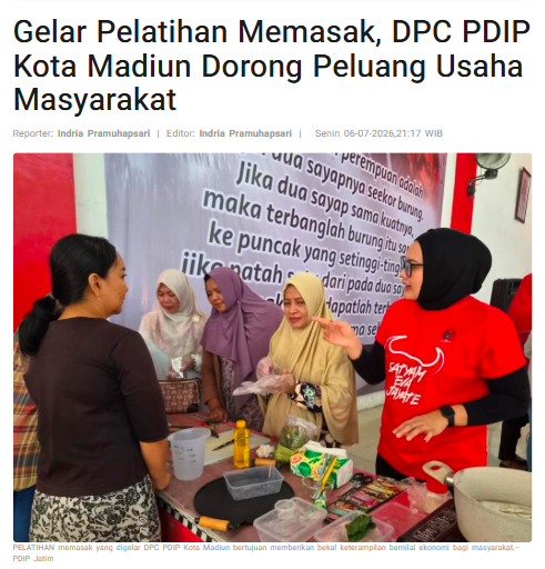 Gelar Pelatihan Memasak, DPC PDIP Kota Madiun Dorong Peluang Usaha Masyarakat