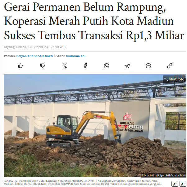 Gerai Permanen Belum Rampung, Koperasi Merah Putih Kota Madiun Sukses Tembus Transaksi Rp1,3 Miliar