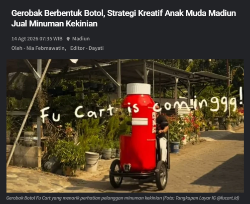 Gerobak Berbentuk Botol, Strategi Kreatif Anak Muda Madiun Jual Minuman Kekinian