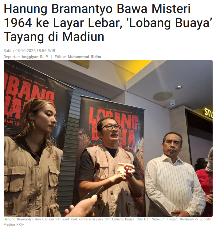 Hanung Bramantyo Bawa Misteri 1964 ke Layar Lebar, ‘Lobang Buaya’ Tayang di Madiun