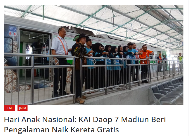 Hari Anak Nasional: KAI Daop 7 Madiun Beri Pengalaman Naik Kereta Gratis
