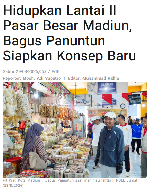 Hidupkan Lantai II Pasar Besar Madiun, Bagus Panuntun Siapkan Konsep Baru