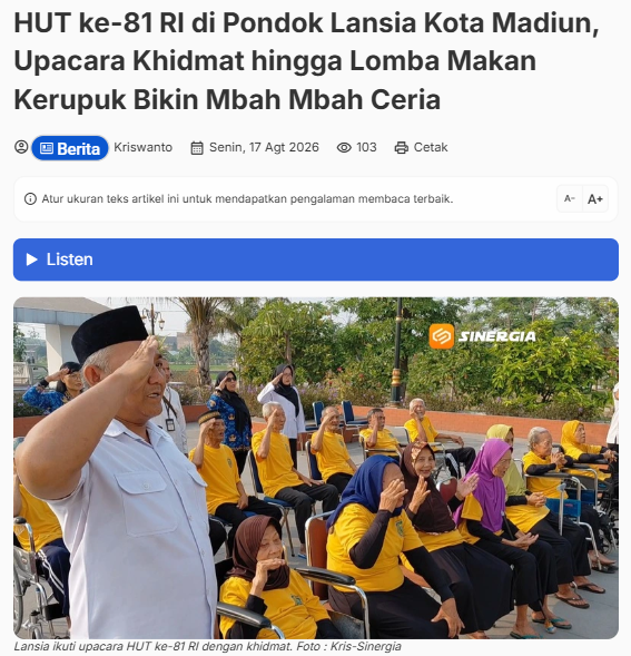 HUT ke-81 RI di Pondok Lansia Kota Madiun, Upacara Khidmat hingga Lomba Makan Kerupuk Bikin Mbah Mbah Ceria