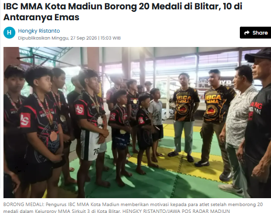 IBC MMA Kota Madiun Borong 20 Medali di Blitar, 10 di Antaranya Emas