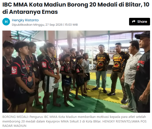 IBC MMA Kota Madiun Borong 20 Medali di Blitar, 10 di Antaranya Emas
