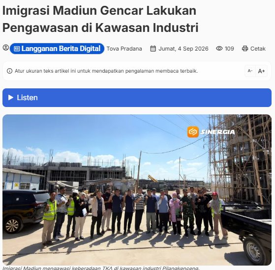 Imigrasi Madiun Gencar Lakukan Pengawasan di Kawasan Industri