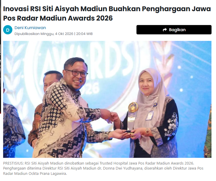 Inovasi RSI Siti Aisyah Madiun Buahkan Penghargaan Jawa Pos Radar Madiun Awards 2026