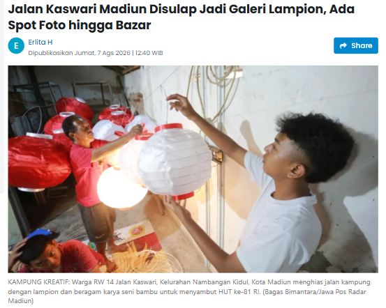 Jalan Kaswari Madiun Disulap Jadi Galeri Lampion, Ada Spot Foto hingga Bazar