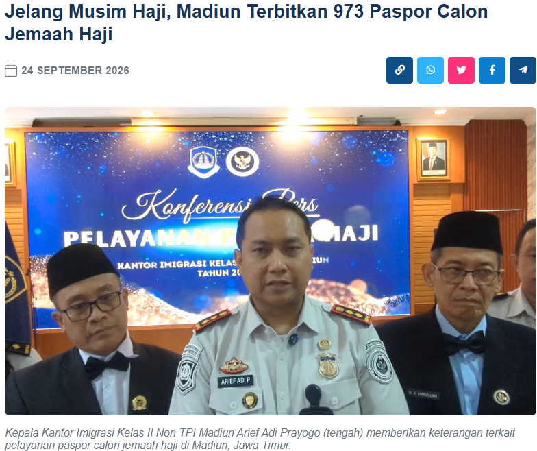 Jelang Musim Haji, Madiun Terbitkan 973 Paspor Calon Jemaah Haji